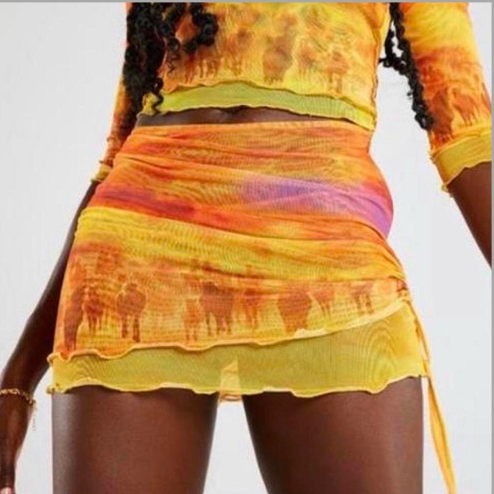 Jaded London Horse Landscape Print Layered Mesh Skirt Size 4